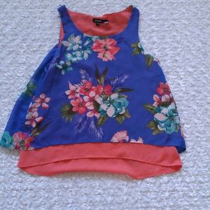 Zunie Pink and Green Floral Top